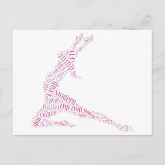 Dance Word Cloud Pink Postkarte