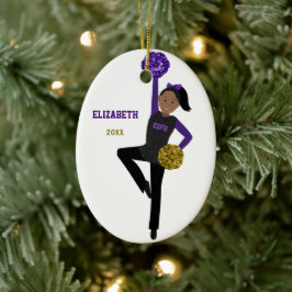 DanceLine Girl in Schwarz, Lila und Gold Keramik Ornament