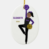 DanceLine Girl in Schwarz, Lila und Gold Keramik Ornament (Vorne)