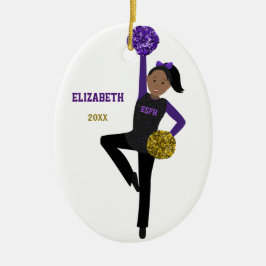 DanceLine Girl in Schwarz, Lila und Gold Keramik Ornament