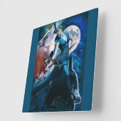 Dancer and Wolves Quadratische Wanduhr (Winkel)