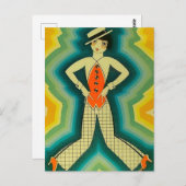 "Dancer" Art Deco Cover von Jose Carlos Postkarte (Vorne/Hinten)