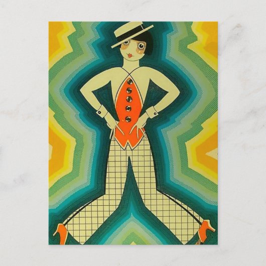 "Dancer" Art Deco Cover von Jose Carlos Postkarte (Vorderseite)