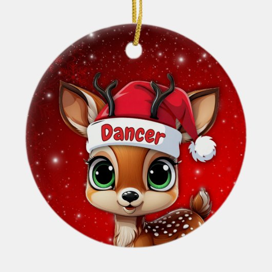 Dancer Baby Deer, Fawn, Doe, Reindeer🦌 🎄 Keramik Ornament (Vorne)