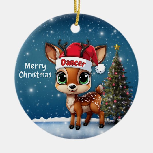 Dancer Baby Deer, Fawn, Doe, Reindeer🦌 🎄 Keramik Ornament (Vorne)