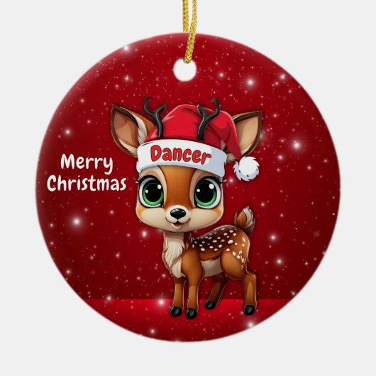 Dancer Baby Deer, Fawn, Doe, Reindeer🦌 🎄 Keramik Ornament (Vorne)
