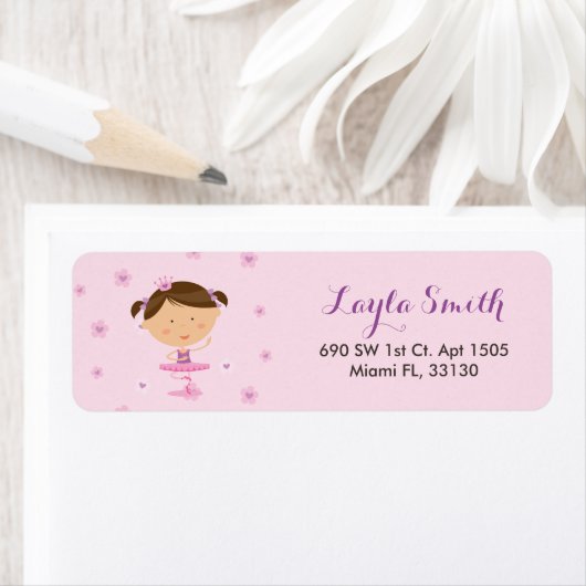 Dancer Ballerina Girl Rücksendeadressen-Aufklebers (Insitu)