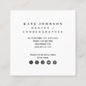Dancer Choreograf Foto QR Code Social Media Quadratische Visitenkarte (Rückseite)