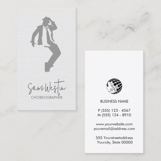 Dancer Choreograf Visitenkarte (Vorne/Hinten)