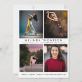 Dancer Choreographer Comp Card 5 Photo Headshot Einladung (Rückseite)