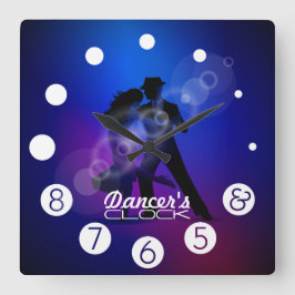 Dancer clock with numbers for a Dancer's. Quadratische Wanduhr