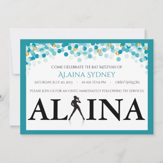 DANCER DOTS Bat Mitzvah Einladung (Vorderseite)