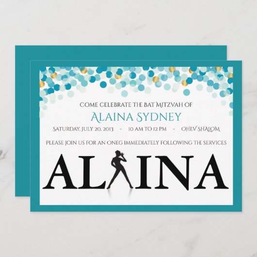 DANCER DOTS Bat Mitzvah Einladung (Vorne/Hinten)