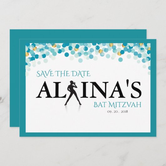 DANCER DOTS Bat Mitzvah Einladung (Vorne/Hinten)