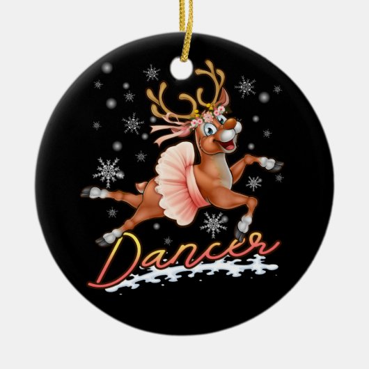 Dancer Frohe Weihnachtsfeier Rentier Deer Xmas Keramik Ornament (Vorne)