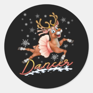Dancer Frohe Weihnachtsfeier Rentier Deer Xmas Runder Aufkleber