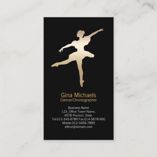 Dancer Gold Silhouette Dancer Business Card Visitenkarte (Vorderseite)