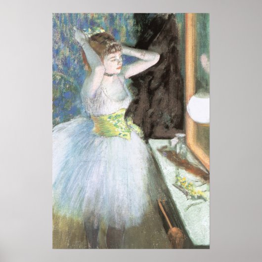 Dancer in ihrem Dressing Room von Edgar Degas Poster (Vorne)