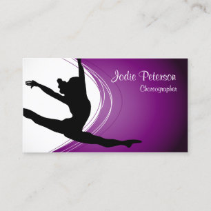 Dancer Jette Leap Silhouette Lila Business Card Visitenkarte