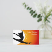 Dancer Jette Leap Silhouette Orange Business Card Visitenkarte (Stehend Vorderseite)
