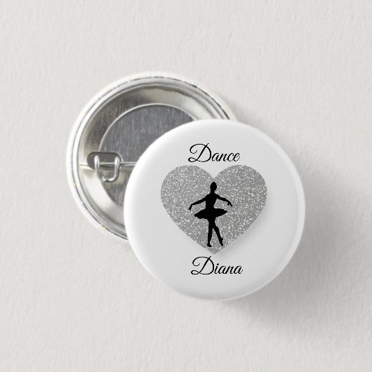 Dancer Name ,Dance Heart Sparklver Sliver Button (Vorne & Hinten)