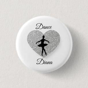 Dancer Name ,Dance Heart Sparklver Sliver Button