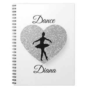Dancer Name ,Dance Heart Sparklver Sliver Notizblock