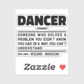 Dancer Noun Funny Dance Instructor Tanz Lover Aufkleber (Blatt)