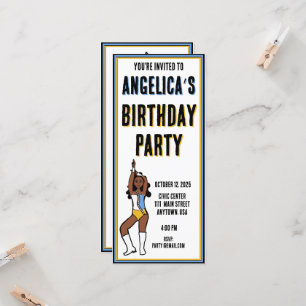 Dancer Party Einladung Light Blue, Gold, White #1