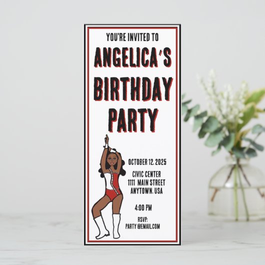 Dancer Party Einladung Red White #1 (Stehend Vorderseite)