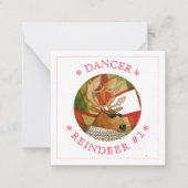 DANCER REINDEER 2,5" Square Flat Card Mitteilungskarte (Vorderseite)