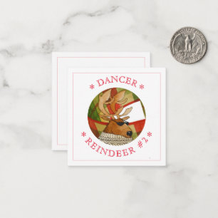 DANCER REINDEER 2,5" Square Flat Card Mitteilungskarte