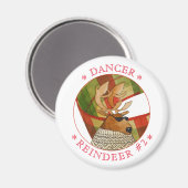 DANCER REINDEER Round Magnet (Vorderseite/Rückseite)