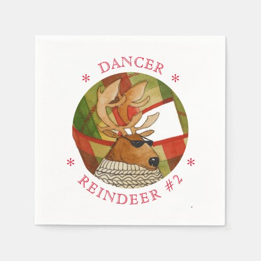 DANCER REINDEER Standard Cocktail Papier Napkins Serviette (Vorderseite)
