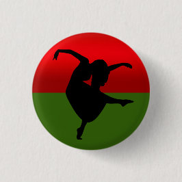DANCER SILHOUETTE BLACK RED AND GREEN BUTTON