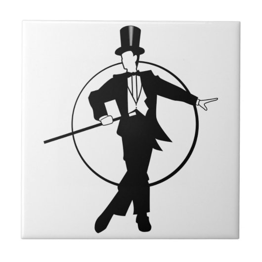 Dancer Tuxedo Top Hat Cane 20er Deko Fliese (Vorderseite)