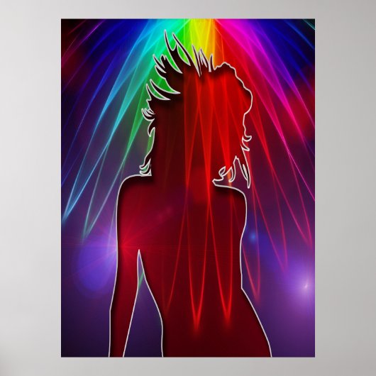 Dancer under Neon Rainbow Light Duster Poster (Vorne)