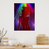 Dancer under Neon Rainbow Light Duster Poster (Küche)