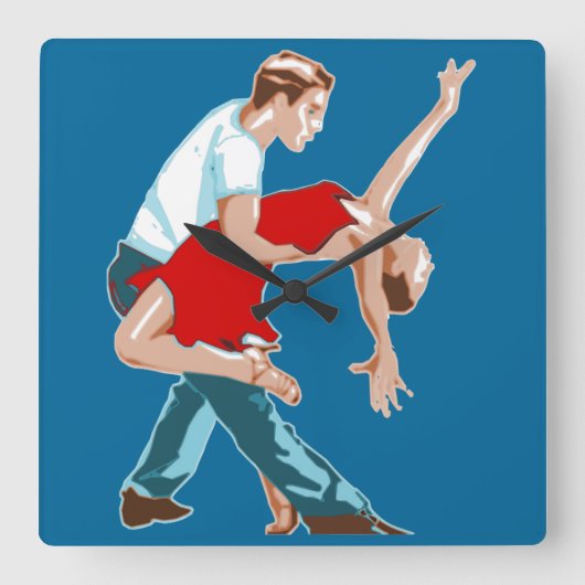 dancers clock quadratische wanduhr (Vorderseite)