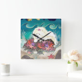 DANCIN MIT DER STARZ-Creme-Chow-Uhr Quadratische Wanduhr (Zuhause)