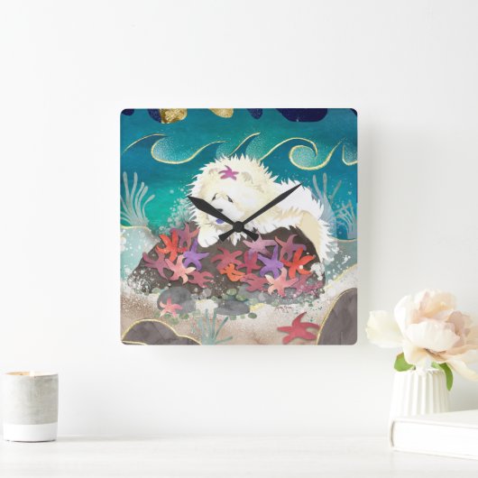 DANCIN MIT DER STARZ-Creme-Chow-Uhr Quadratische Wanduhr (Zuhause)