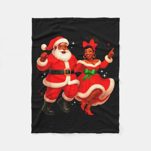 Dancing African Santa Mr Mrs Claus African America Fleecedecke (Vorderseite)