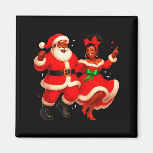 Dancing African Santa Mr Mrs Claus African America Magnet (Vorne)