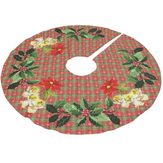 Dancing Baby Angels auf Karierten Polyester Weihnachtsbaumdecke (Schrägansicht)