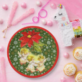 Dancing Baby Angels mit Schneeflocken auf Green Pappteller (Party)