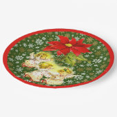 Dancing Baby Angels mit Schneeflocken auf Green Pappteller (Schrägansicht)