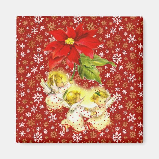 Dancing Baby Angels mit Snowflakes auf Red Magnet (Vorne)