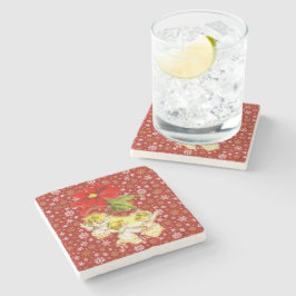 Dancing Baby Angels mit Snowflakes auf Red Steinuntersetzer
