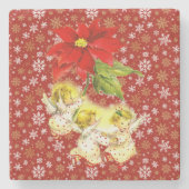 Dancing Baby Angels mit Snowflakes auf Red Steinuntersetzer (Vorderseite)