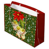 Dancing Baby Angels mit Snowflakes Große Geschenktüte (Rückseite Schrägansicht)